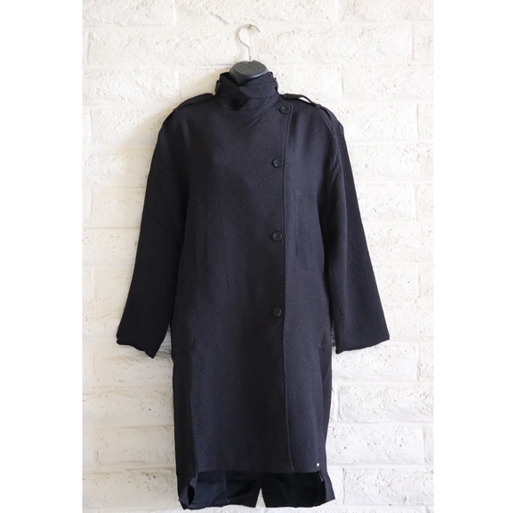 Line & Dot NWT pebbled black pea coat trench coat